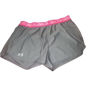 Under Armour Women's Athletic Shorts in Gray with Pink Trim